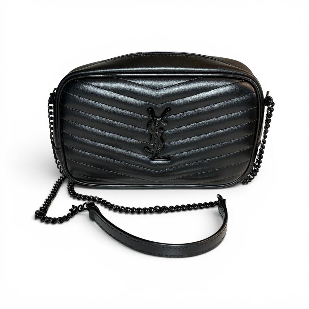 Saint Laurent YSL Black Puffer Quilted Camera Crossbody Bag M.Bag Mono Piumotto